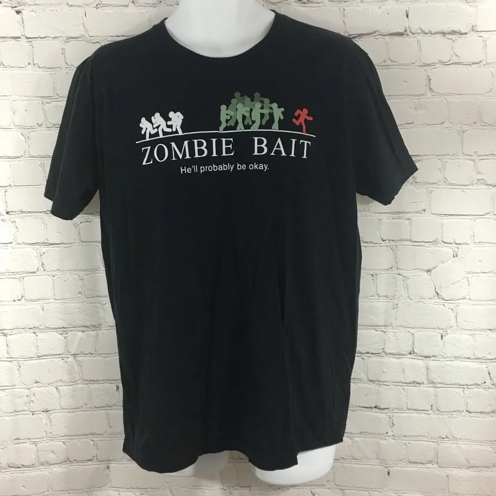 Woot.Com Men’s Black Zombie Bait Short Sleeve Cotton T-Shirt Size Large